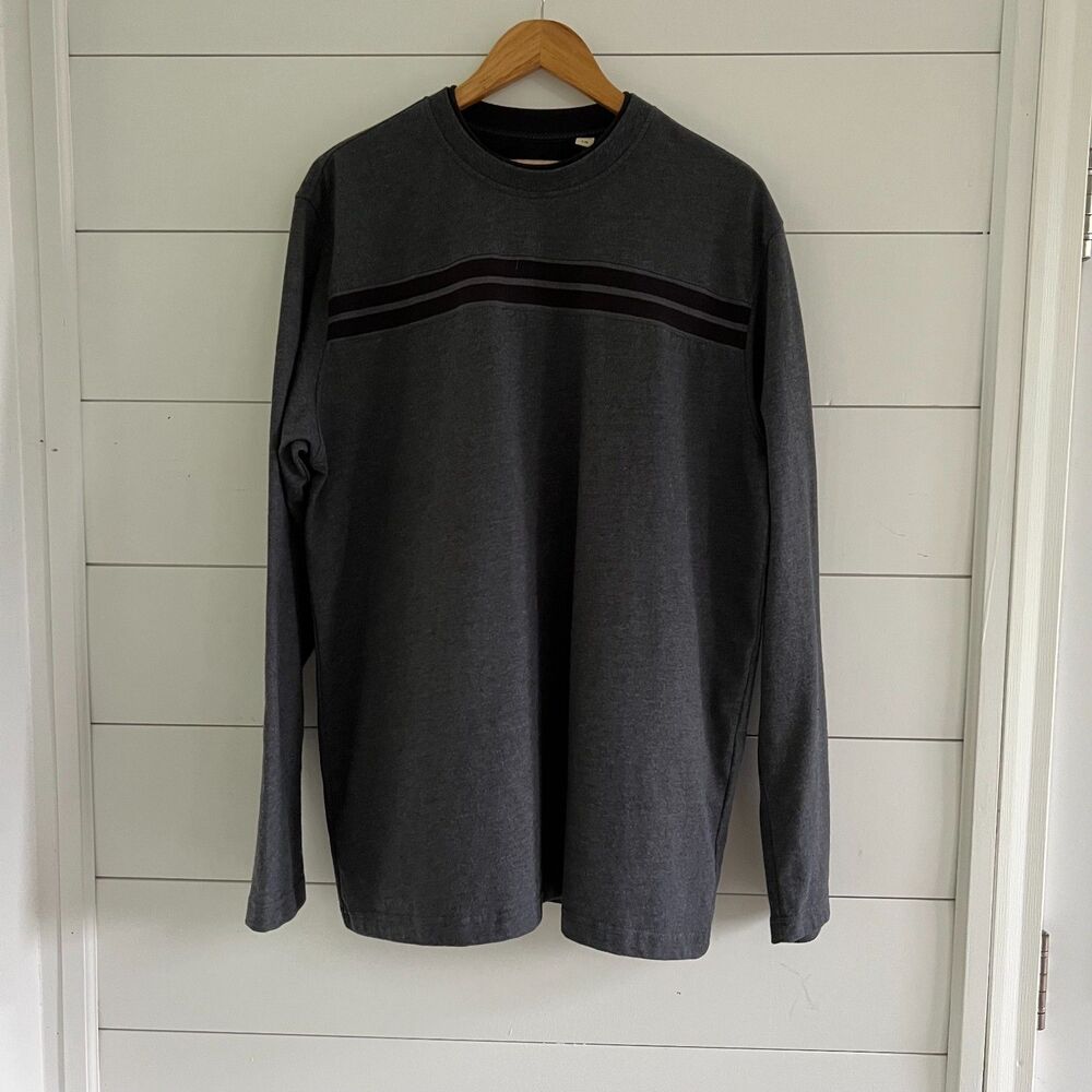 G.H. Bass & Co. Long Sleeve Shirt Gray Black Stripe Mens Large
